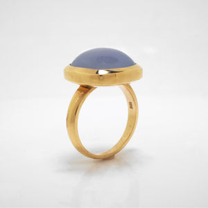 Custom-Designed Handmade 18K Yellow Gold Chalcedony Ring