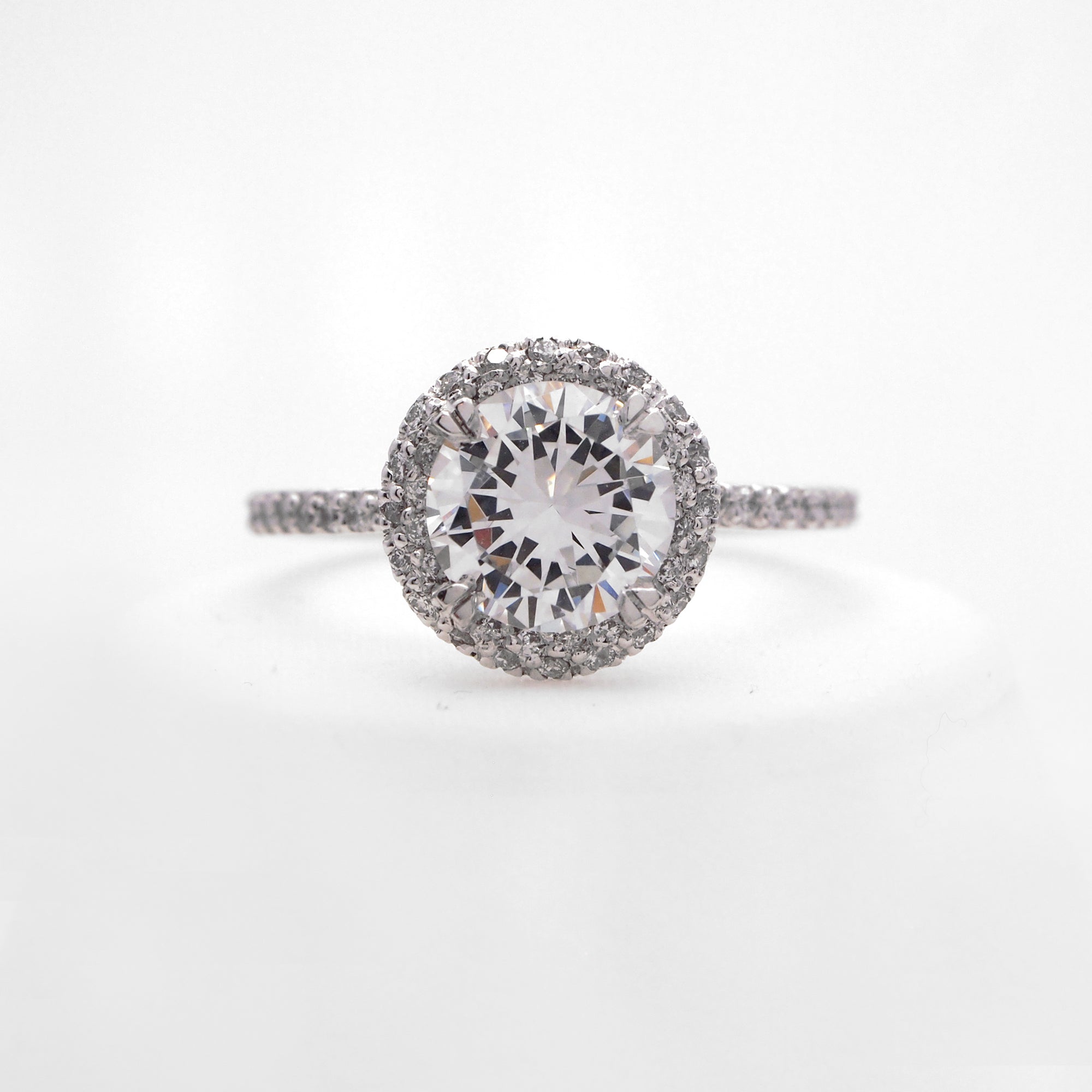 Platinum Pave Diamond Halo Engagement Ring