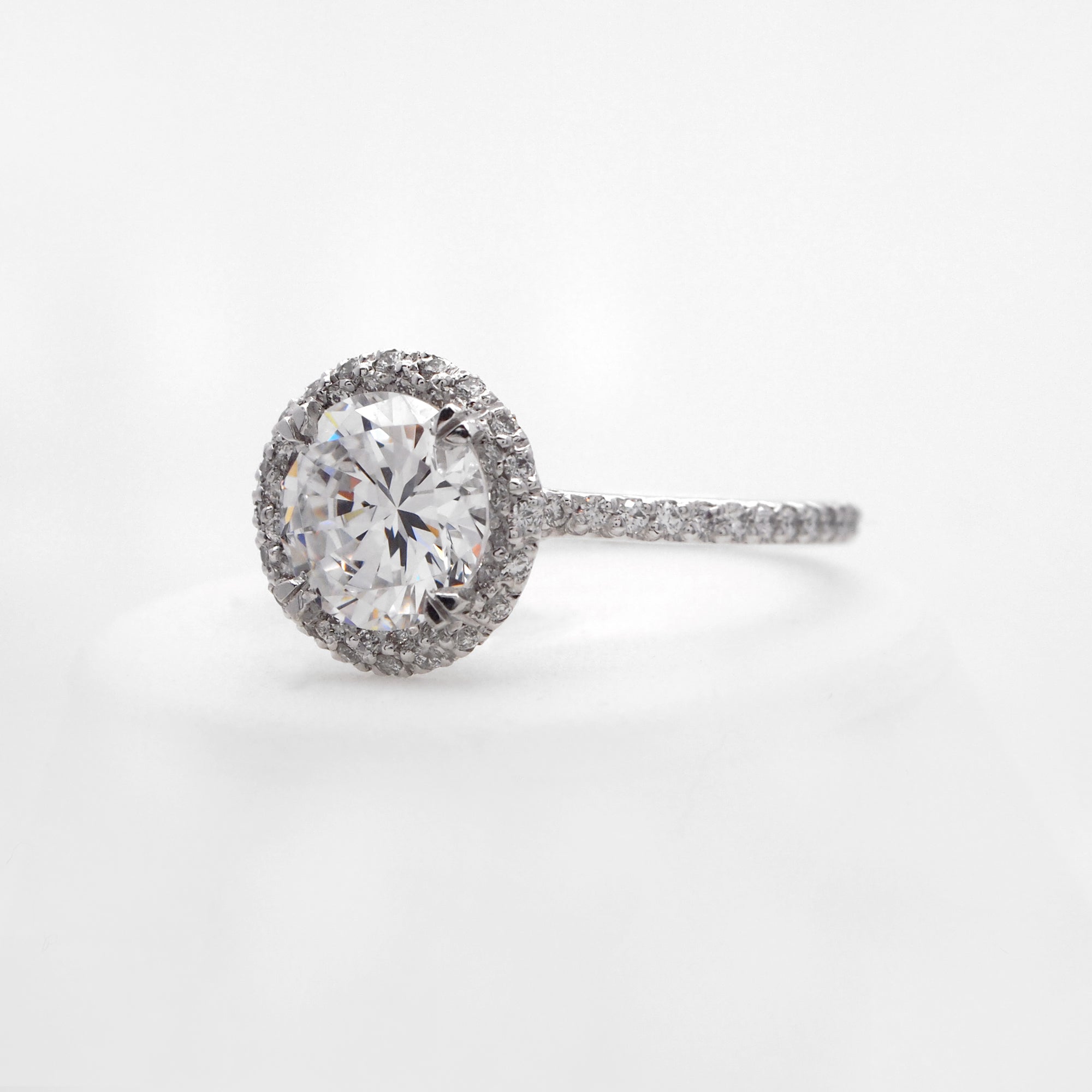 Platinum Pave Diamond Halo Engagement Ring