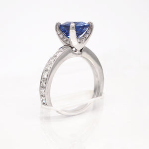18K White Gold Natural, Unheated, Untreated Cornflower Blue Sapphire Engagement Ring