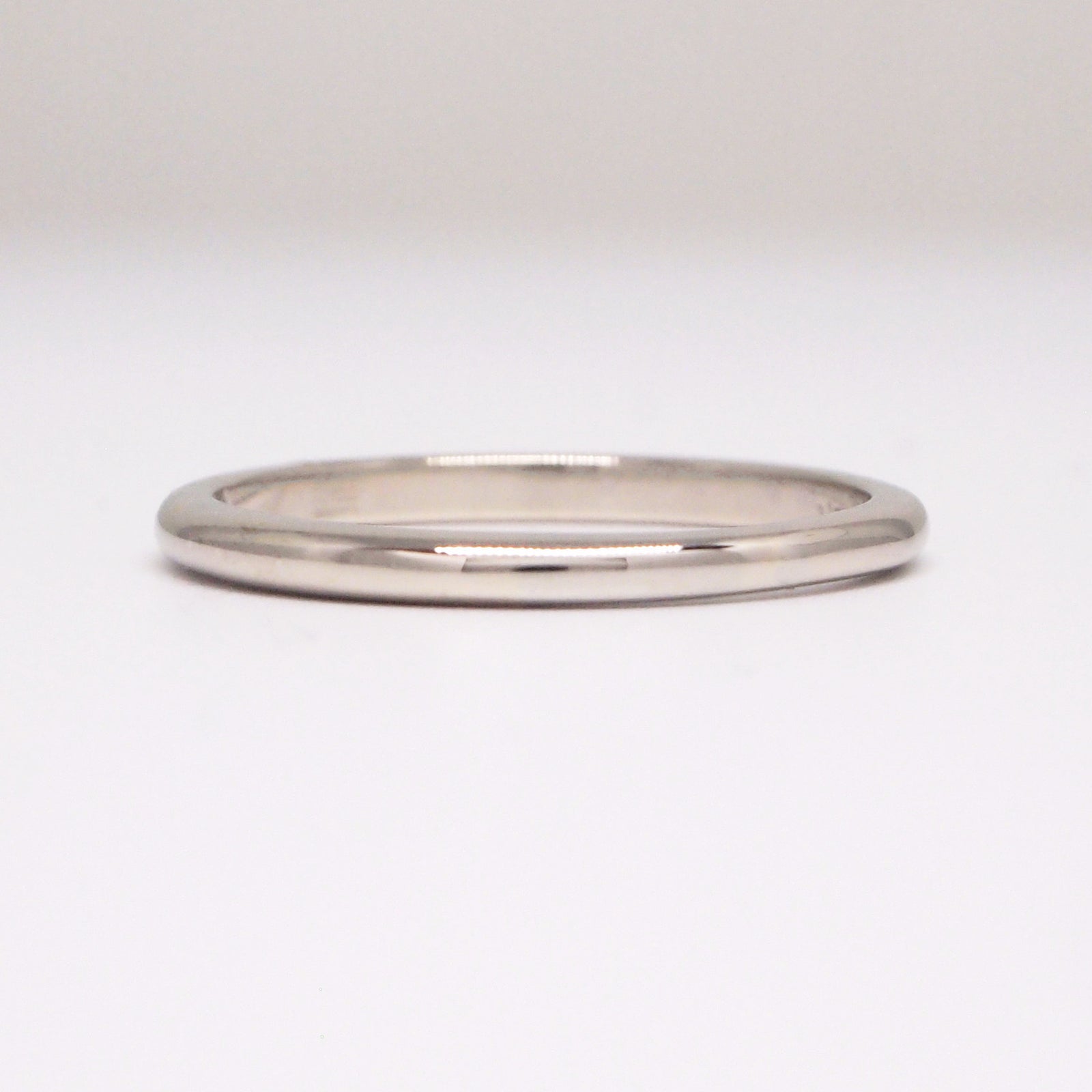 14K White Gold Half Round Wedding Band