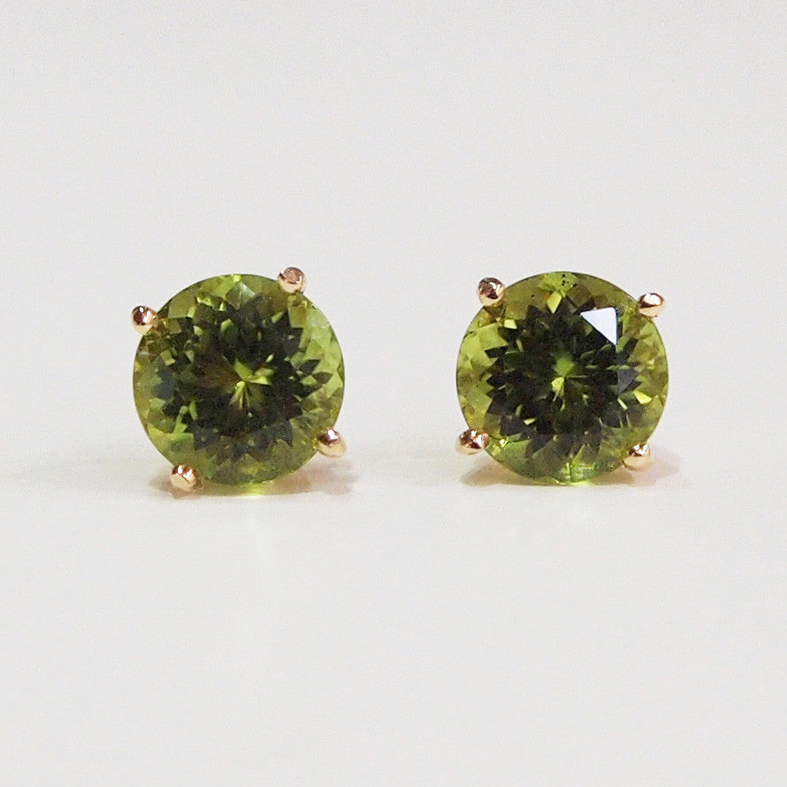 14K Yellow Gold Peridot Stud Earrings