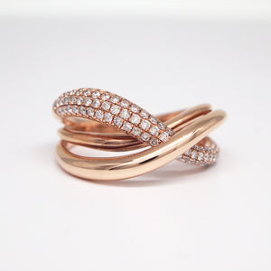 14K Rose Gold Diamond Twist Band