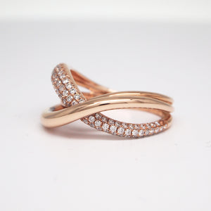 14K Rose Gold Diamond Twist Band