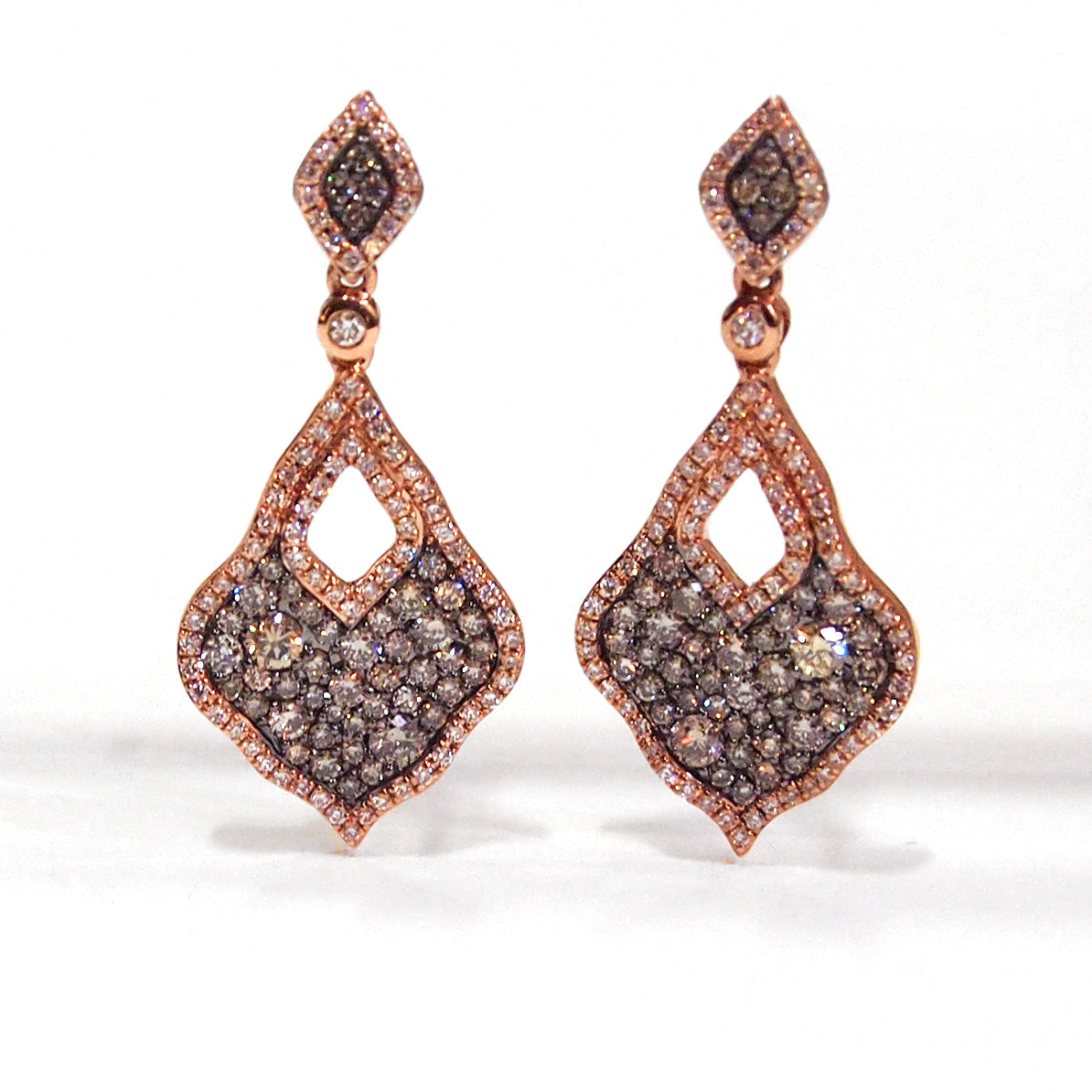 14K Rose Gold Micro-Pave Cognac Diamond Earrings