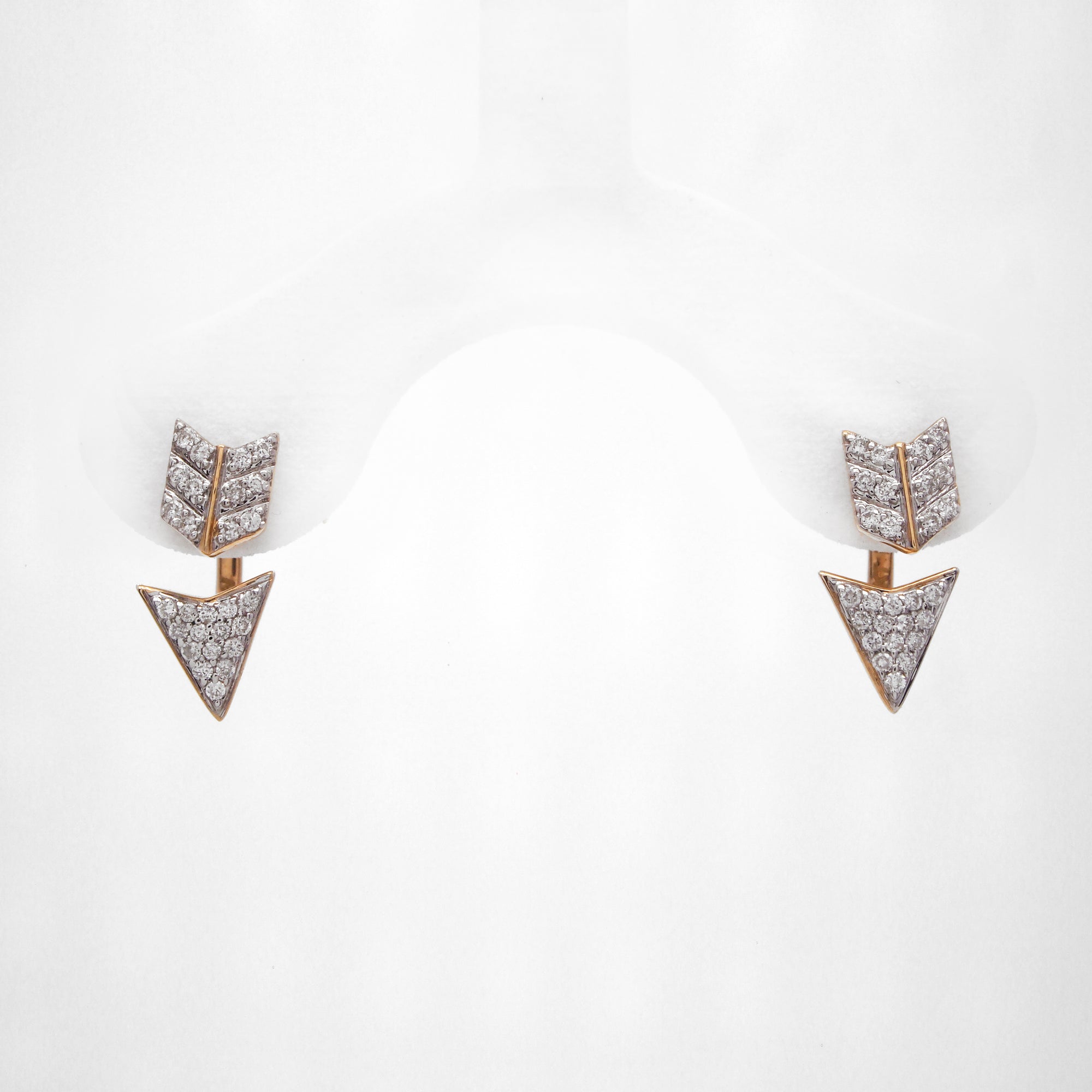 14K Yellow Two-Tone Diamond Arrow Earrings