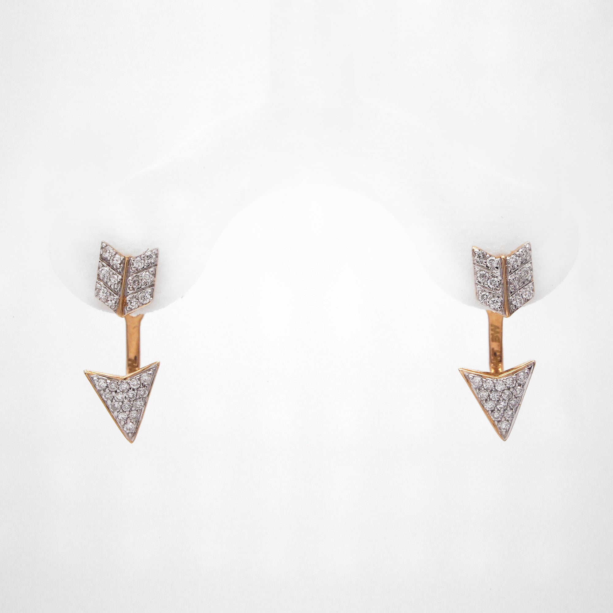 14K Yellow Two-Tone Diamond Arrow Earrings