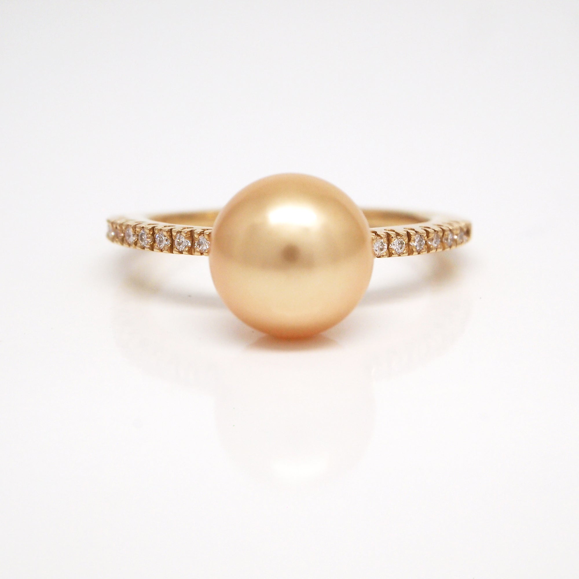 14K Yellow Gold South Sea Pearl And Diamond Ring