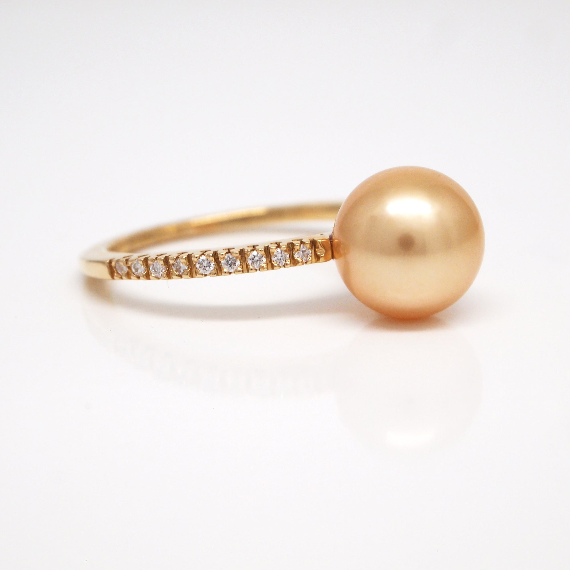 14K Yellow Gold South Sea Pearl And Diamond Ring