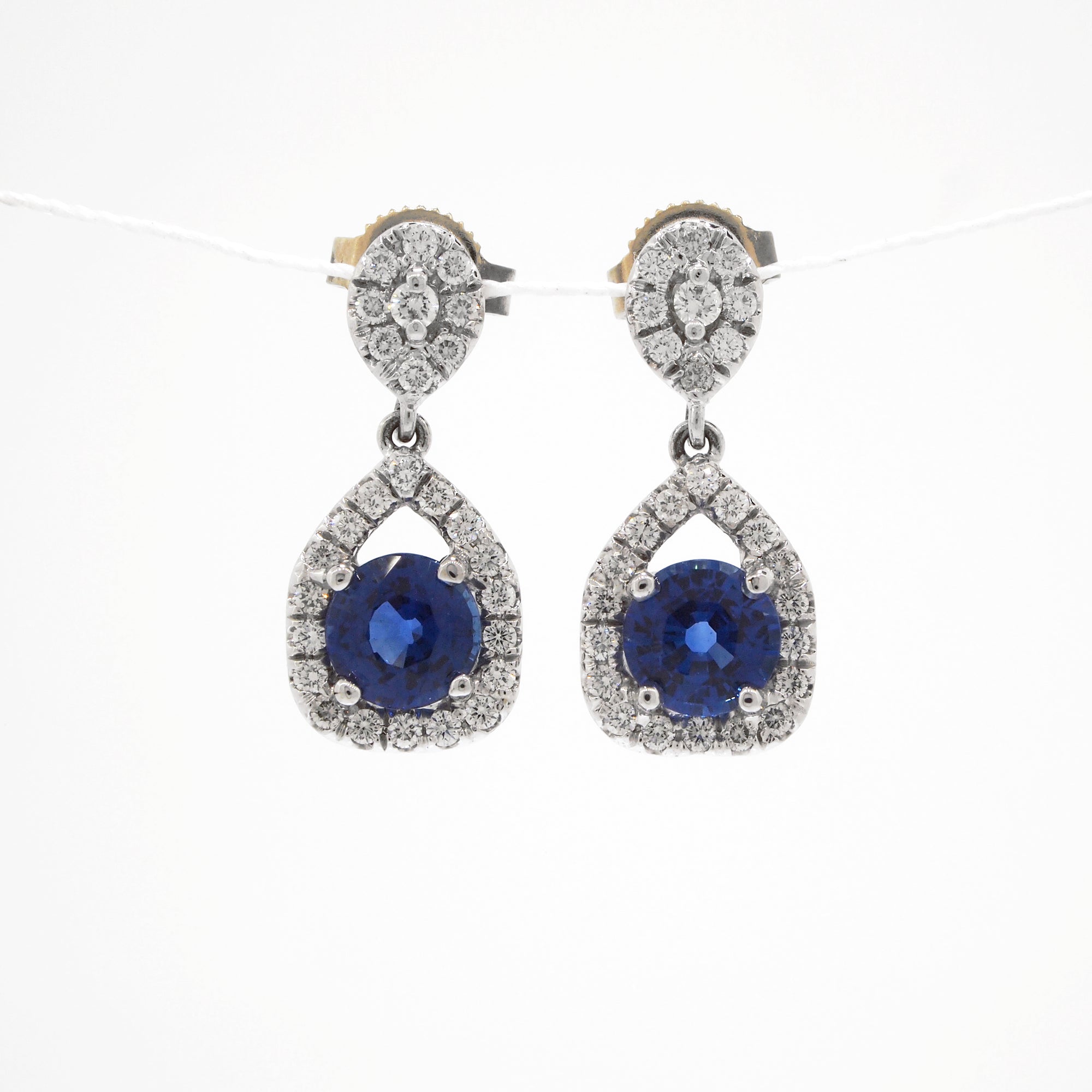 Platinum Sapphire And Diamond Earrings