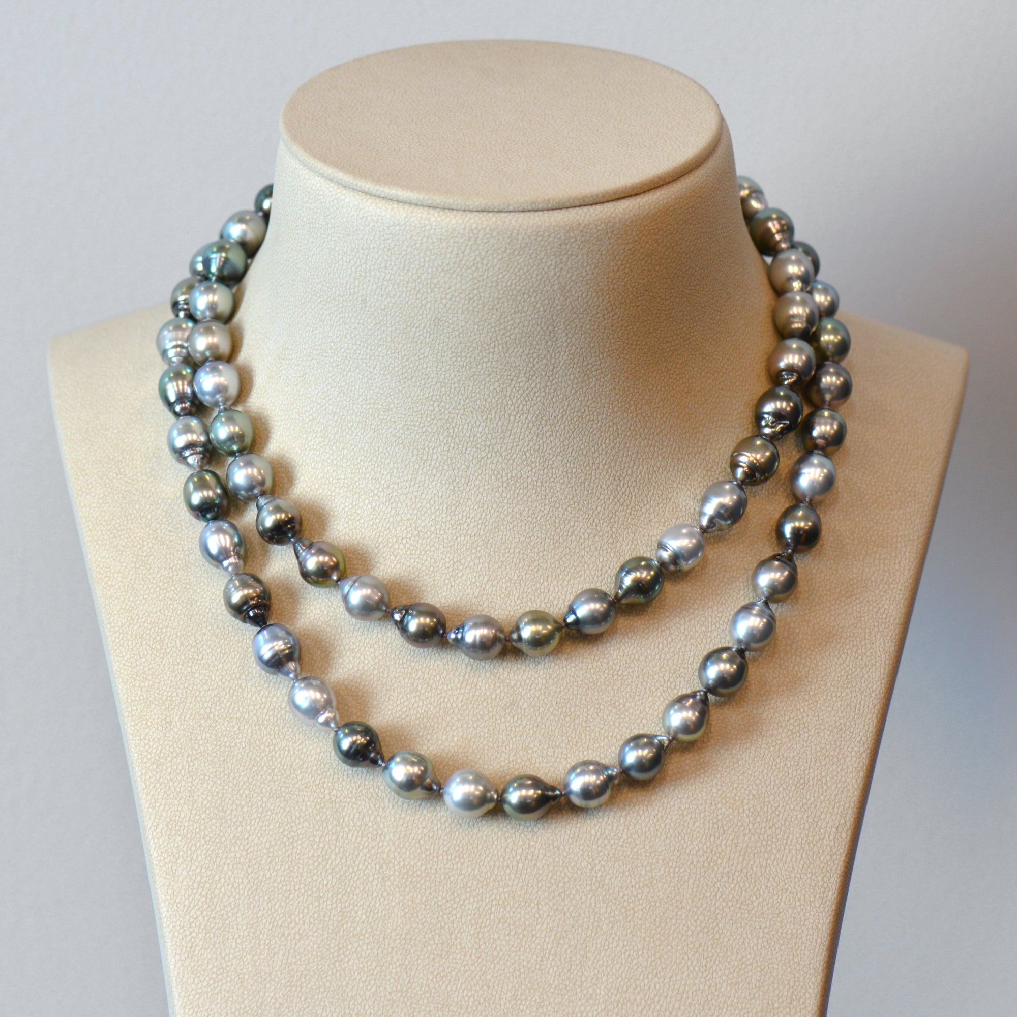 Tahitian Pearl Strand Necklace With 18K White Gold Clasp
