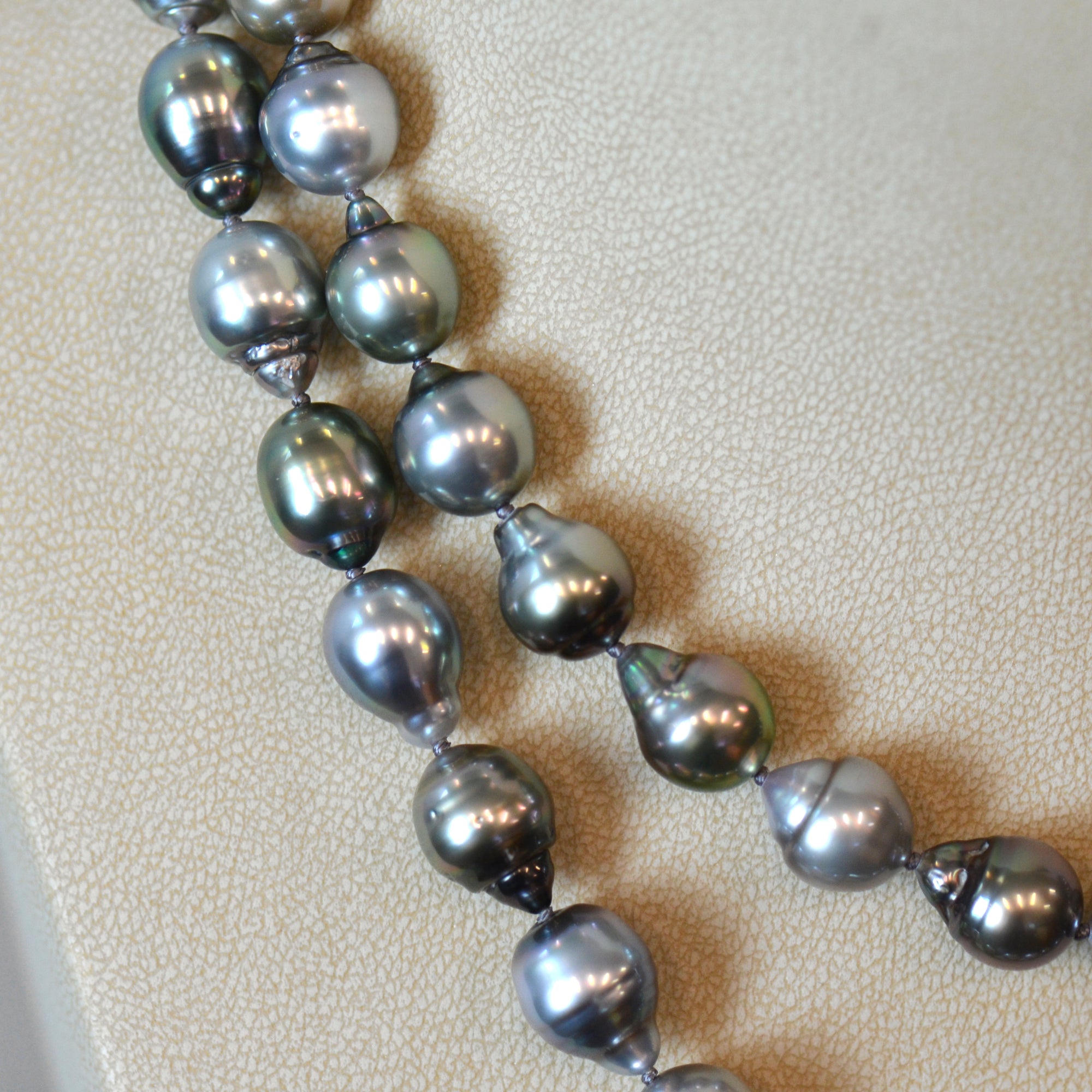 Tahitian Pearl Strand Necklace With 18K White Gold Clasp