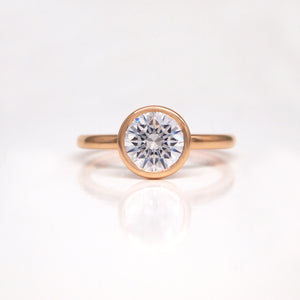 18K Rose Gold Bezel Diamond Engagement Ring