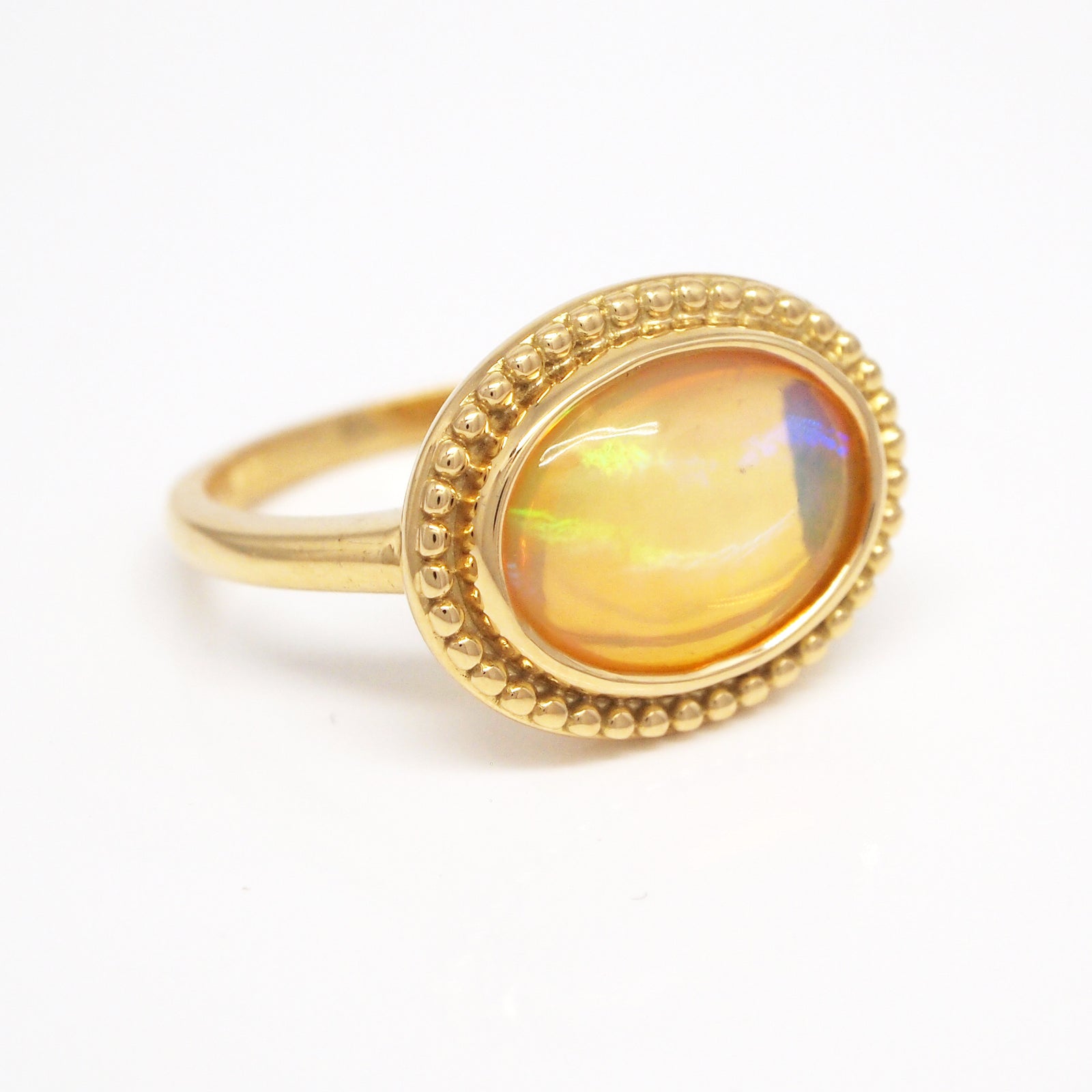 18K Yellow Gold Bezel Set Opal Ring