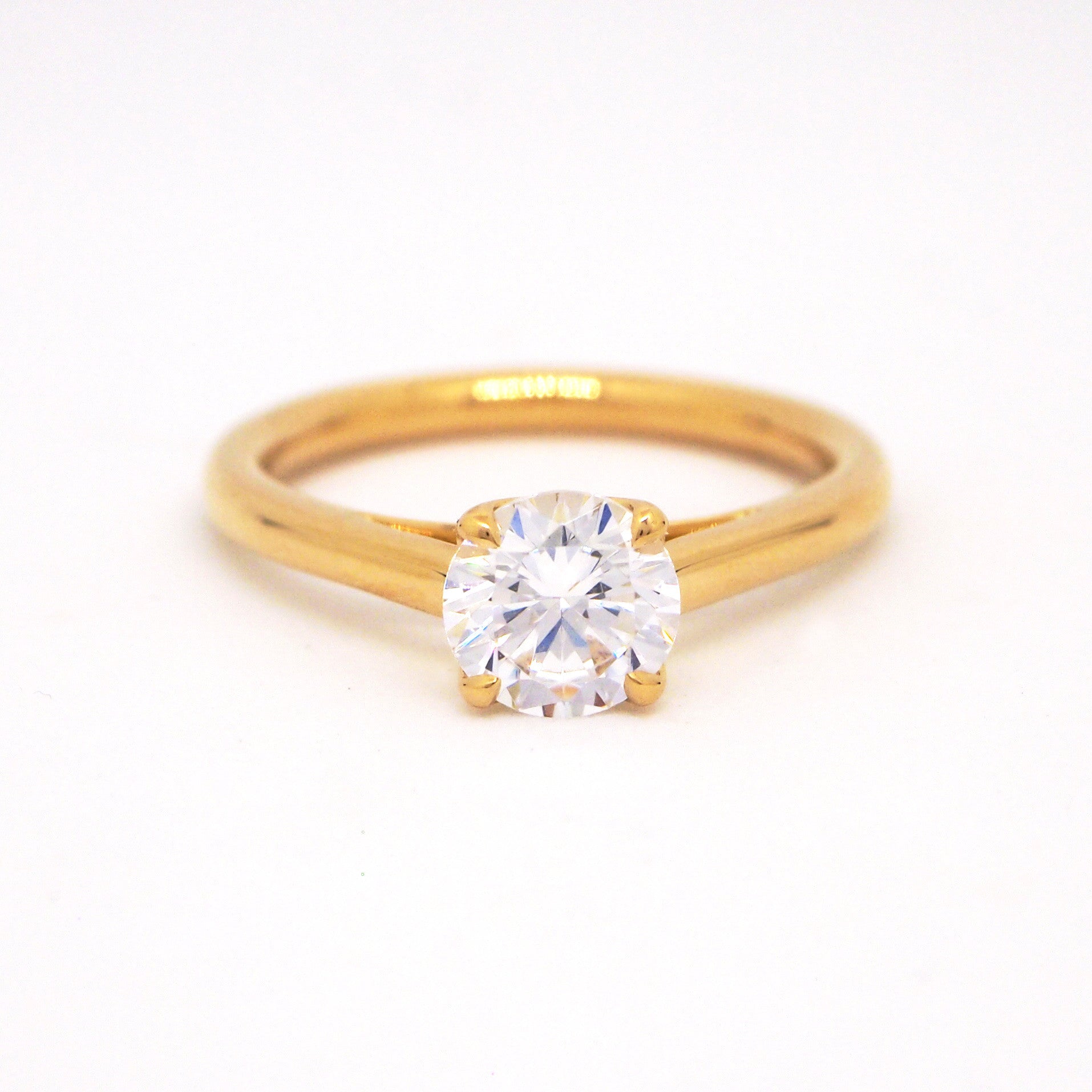 Point Of Love 18K Yellow Gold Diamond Solitaire Engagement Ring With Diamond Point