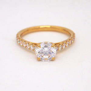Point Of Love 18K Yellow Gold Diamond Engagement Ring With Ruby Point