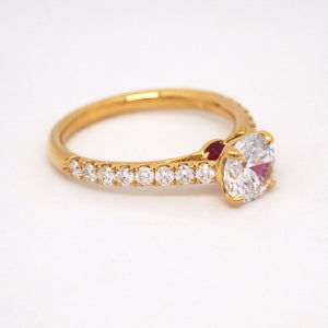 Point Of Love 18K Yellow Gold Diamond Engagement Ring With Ruby Point