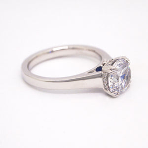 Point of Love Platinum Diamond Engagement Ring With Sapphire Point