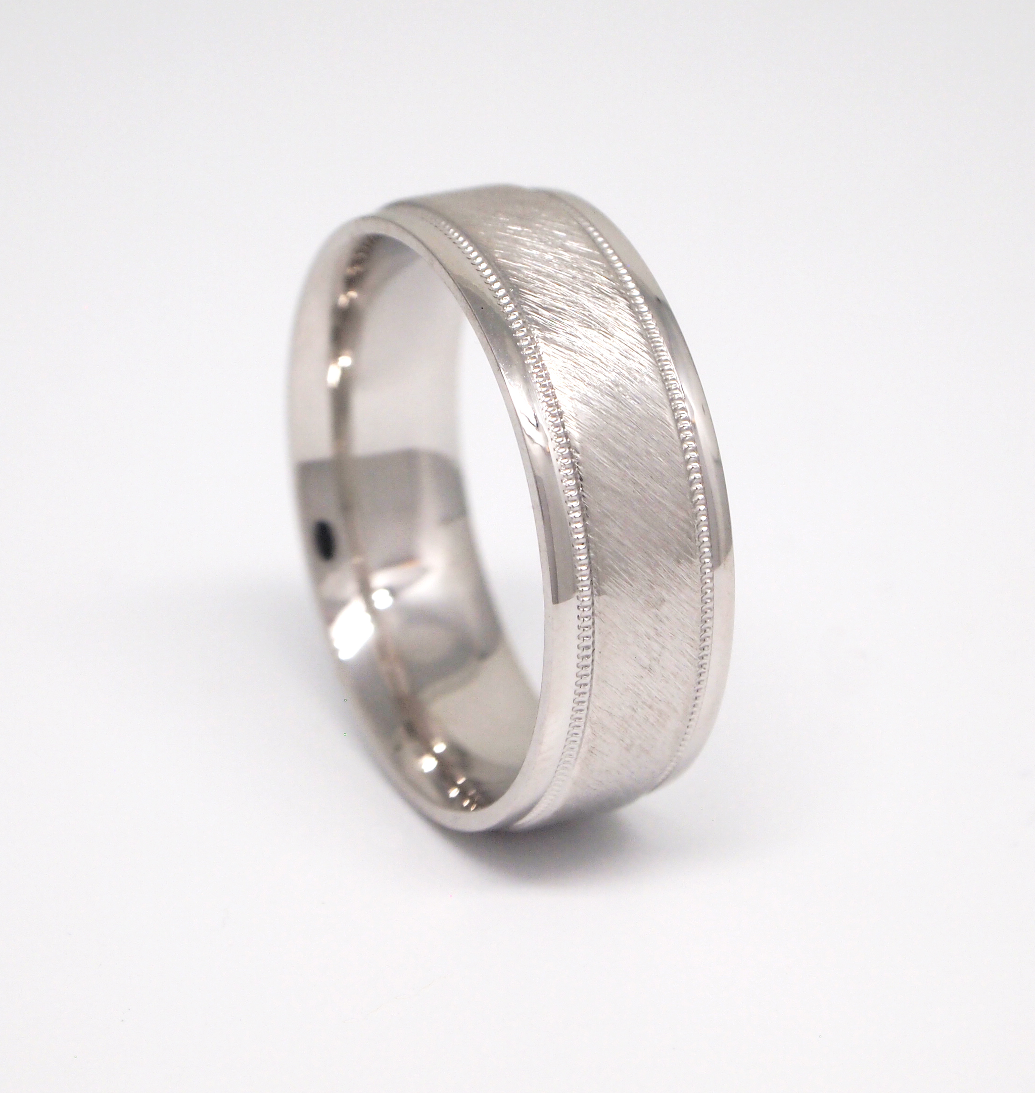 14K White Gold Milgrain Men's Wedding Band | Judith Arnell - Judith