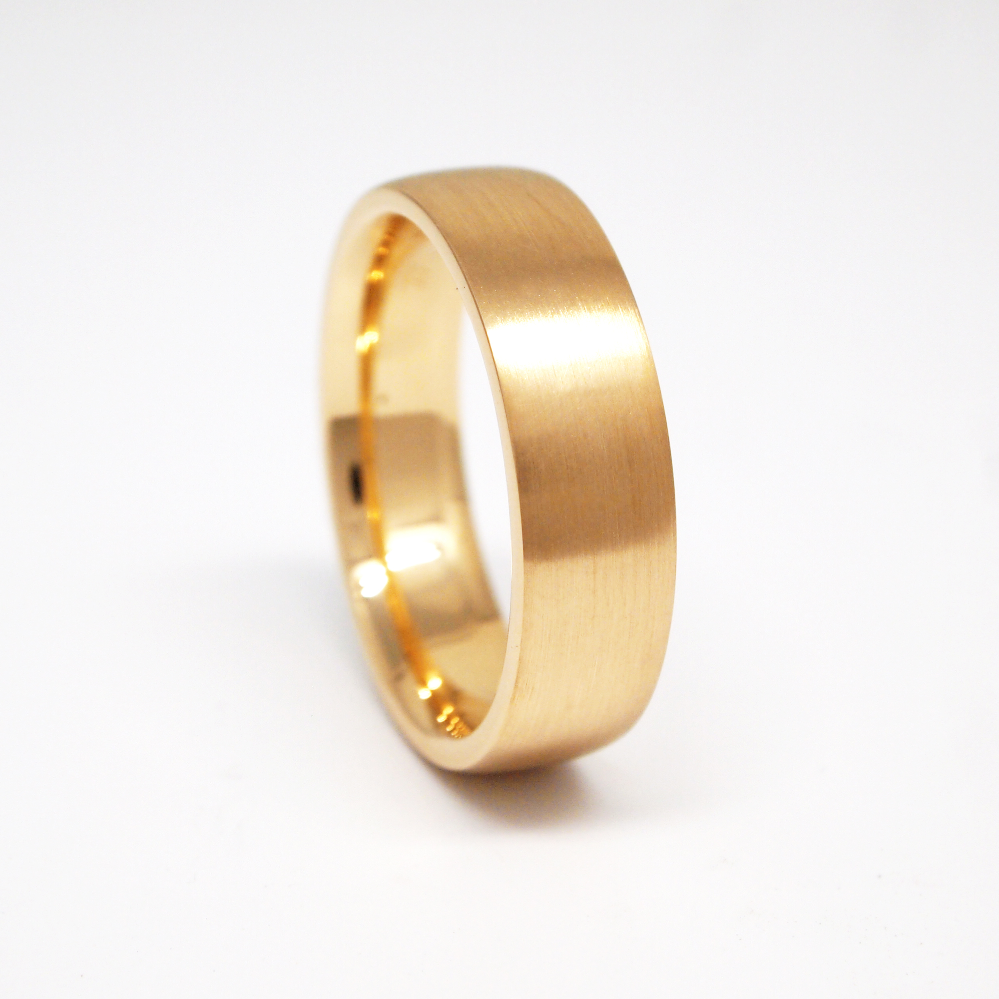 14K Yellow Gold Heavy 6mm Low Dome Satin Men's Wedding Band