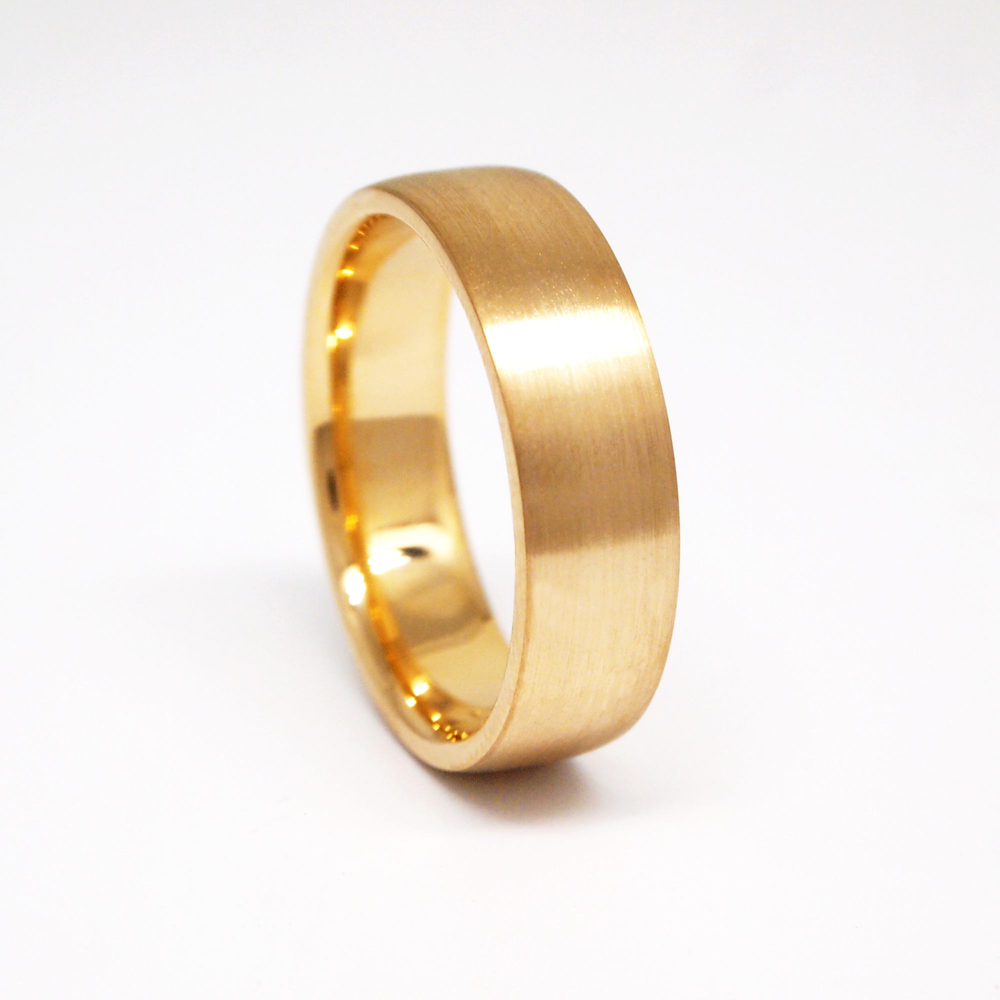 14K Yellow Gold Regular 6mm Low Dome Satin Men's Wedding Band