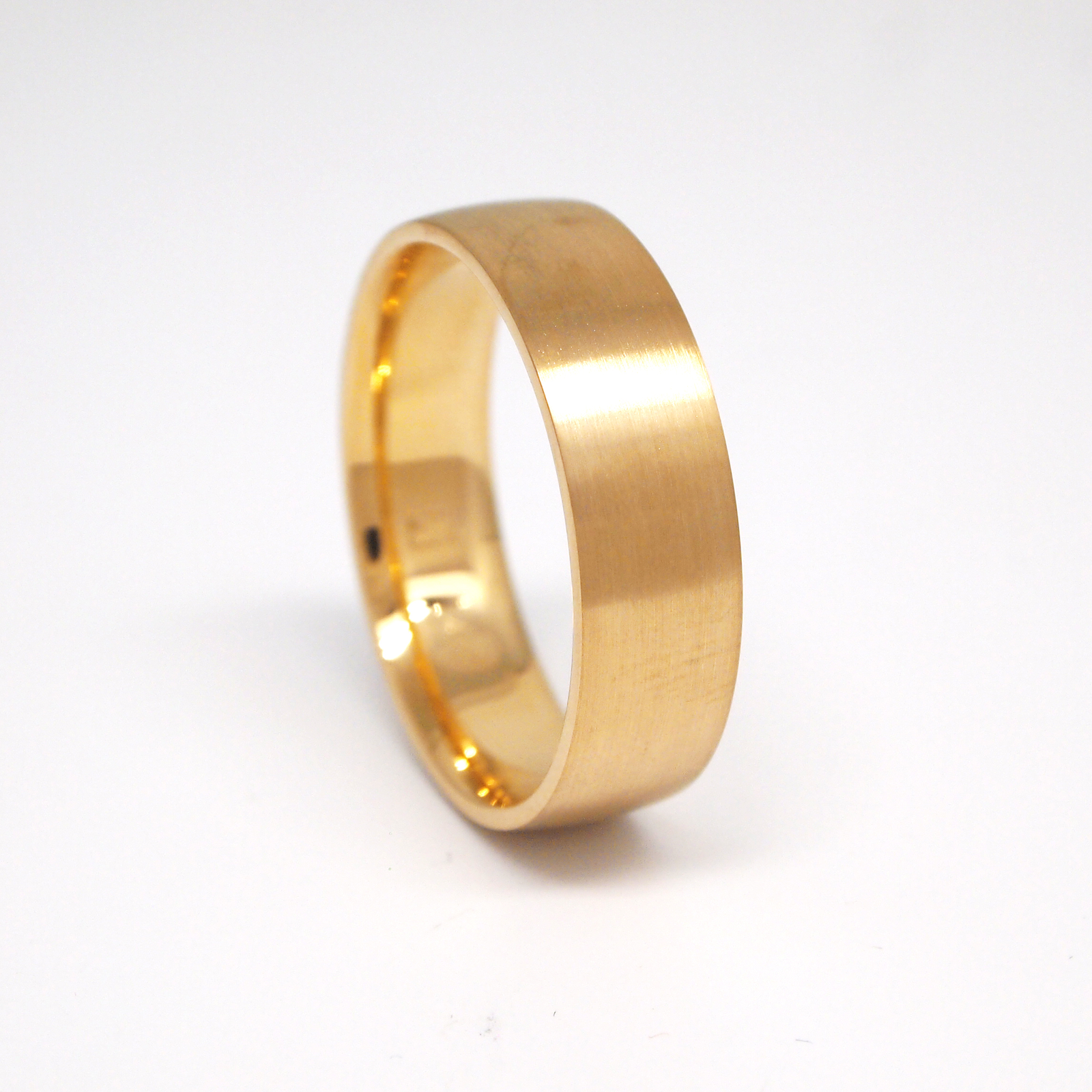 14K Yellow Gold Light 6mm Low Dome Satin Men's Wedding Band