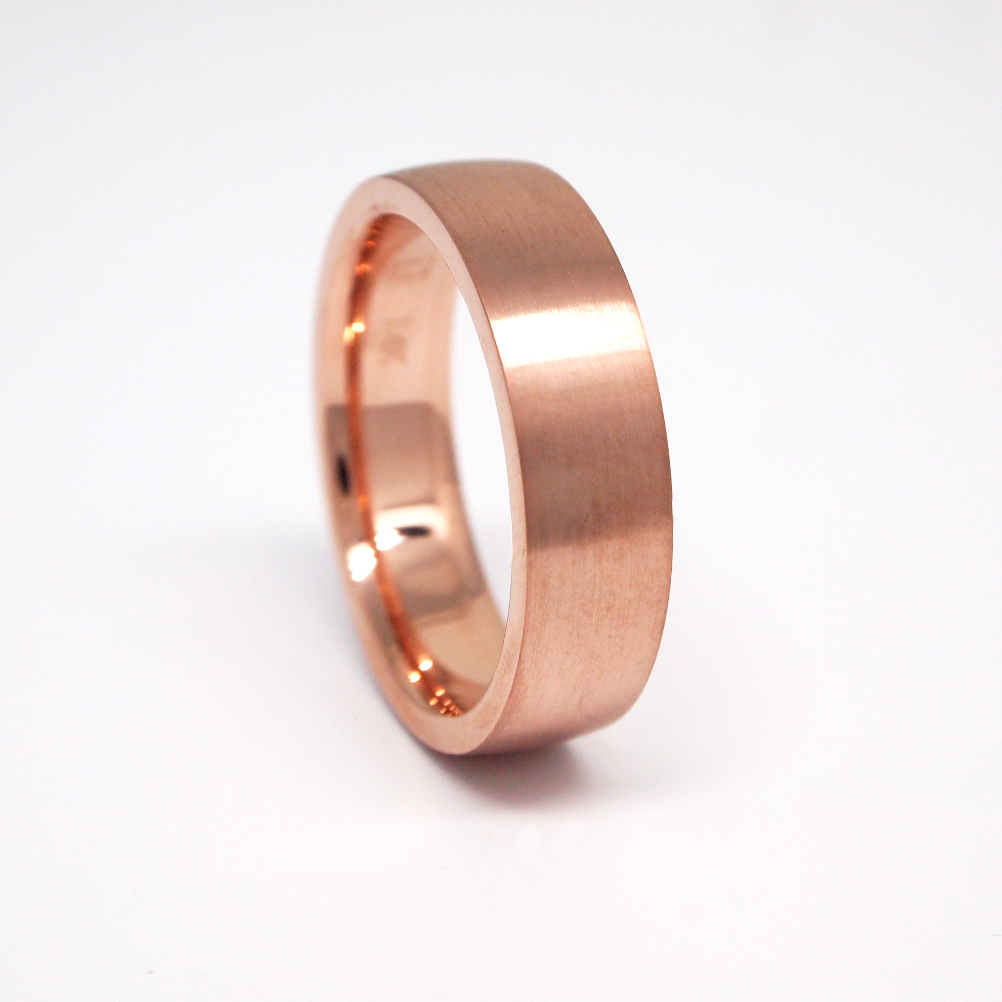 14K Rose Gold Heavy 6mm Low Dome Satin Men's Wedding Band