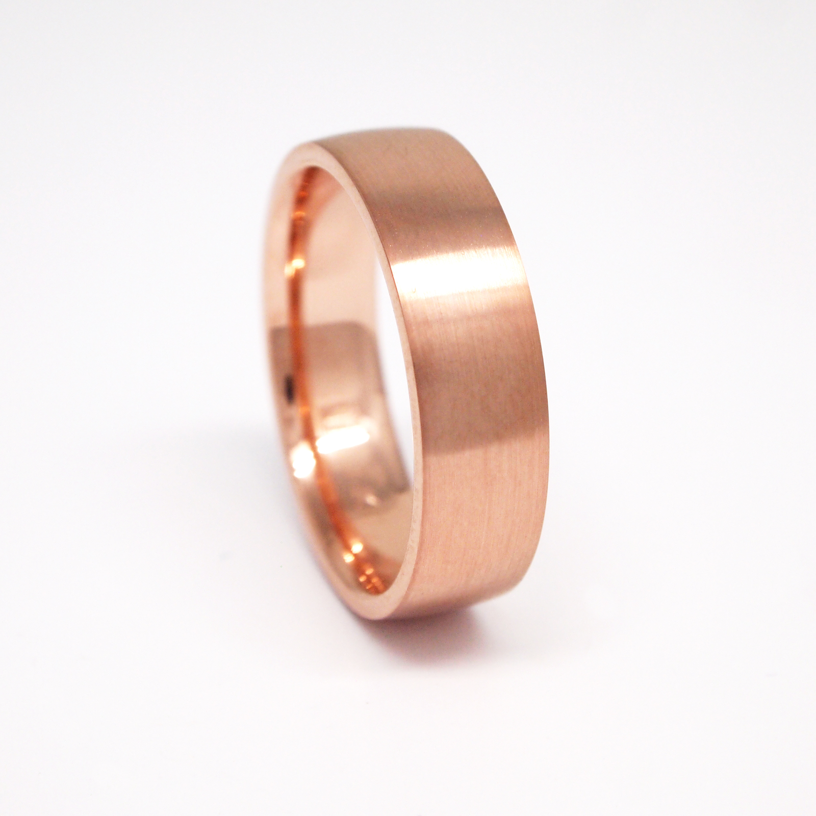14K Rose Gold Regular 6mm Low Dome Satin Men's Wedding Band