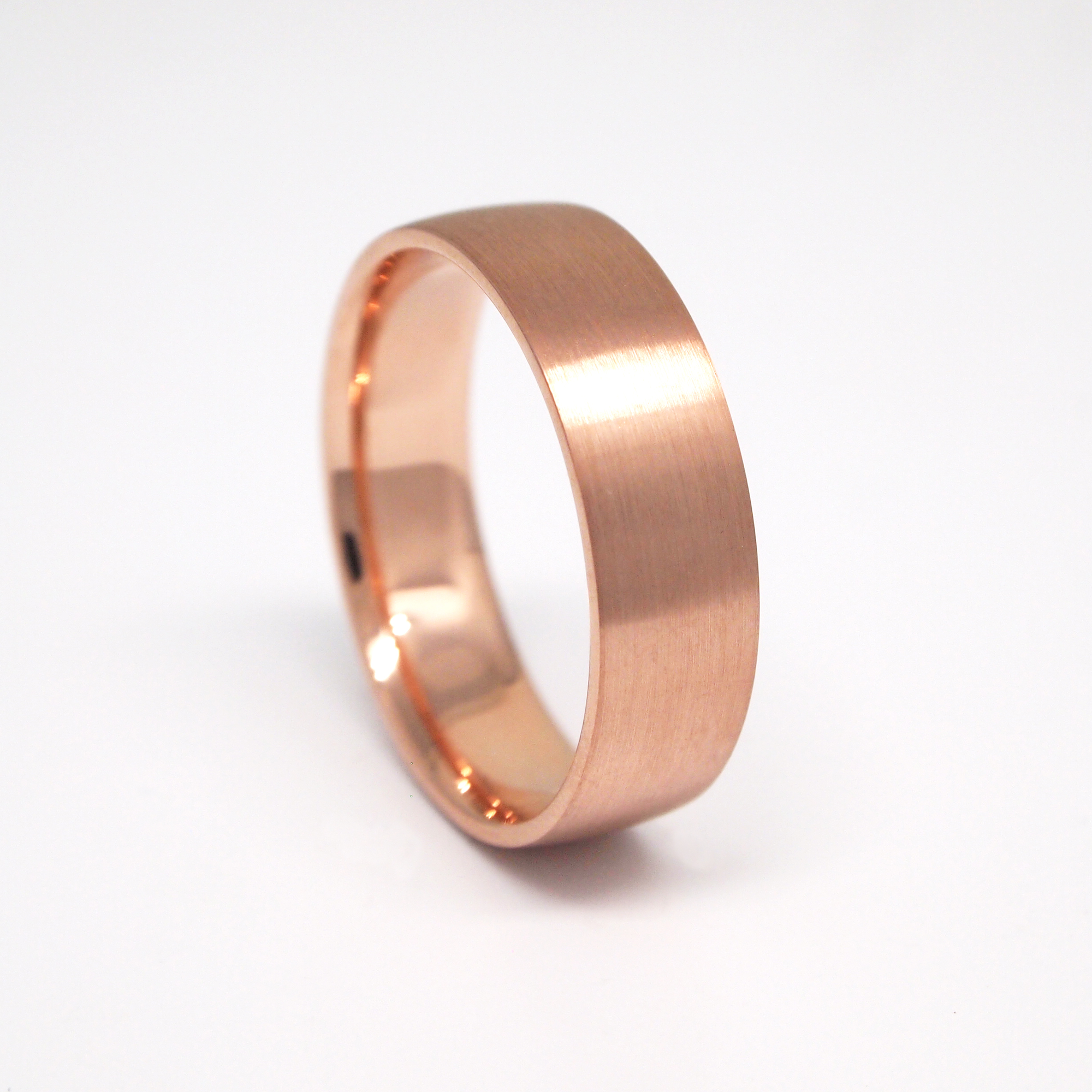 14K Rose Gold Light 6mm Low Dome Satin Men's Wedding Band