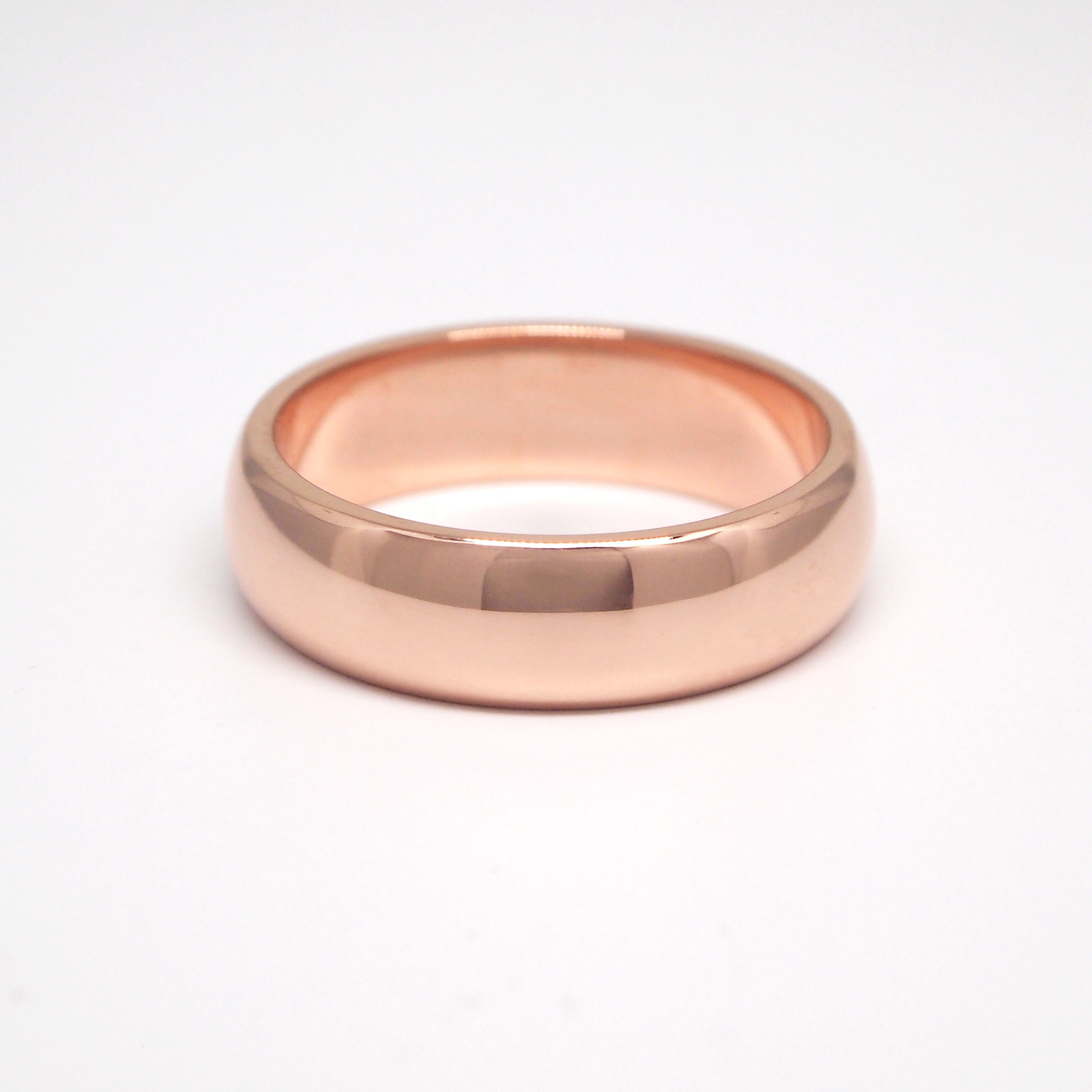 14K Rose Gold Regular 6mm Domed High Polish Men's Wedding Band