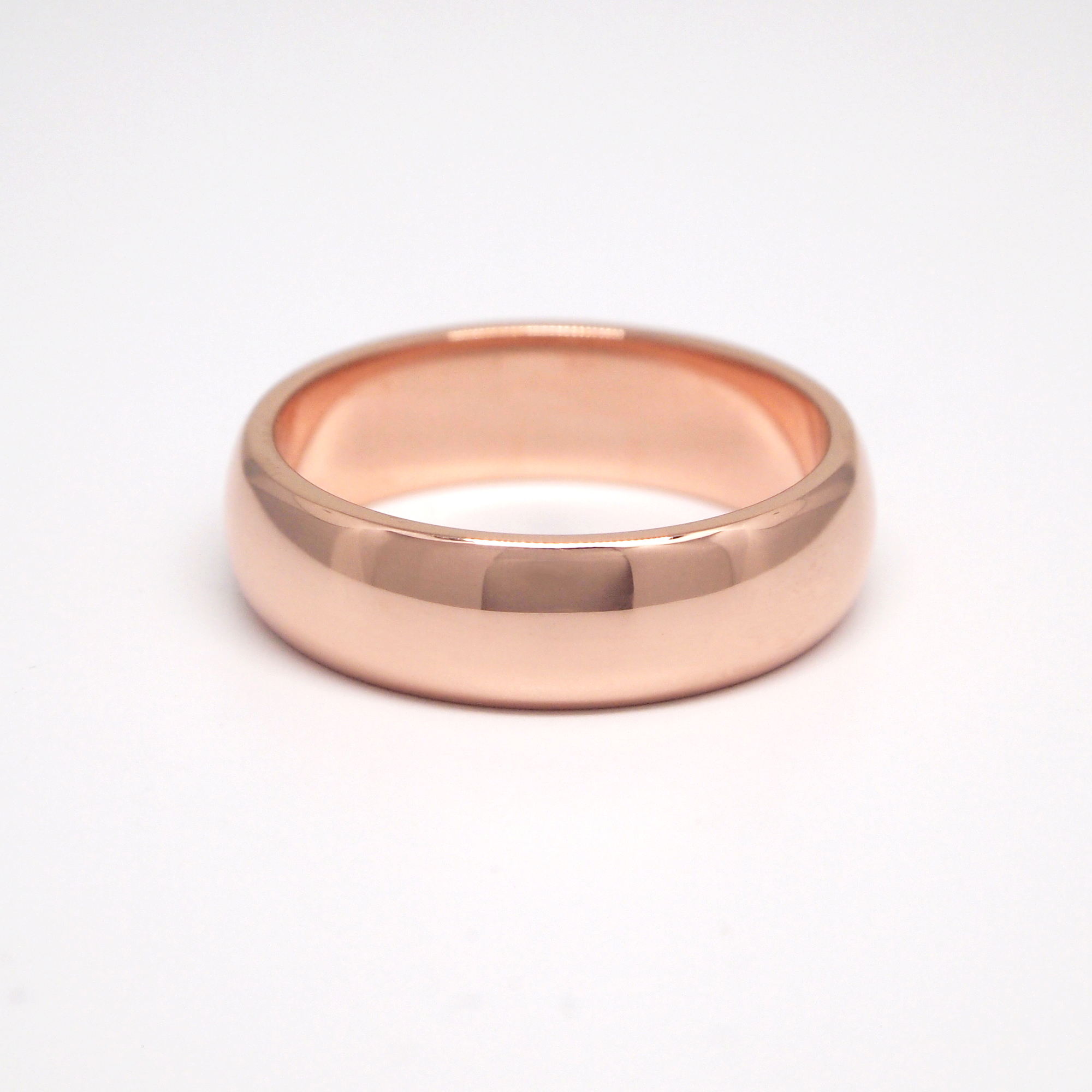 14K Rose Gold Regular 6mm Domed High Polish Men's Wedding Band