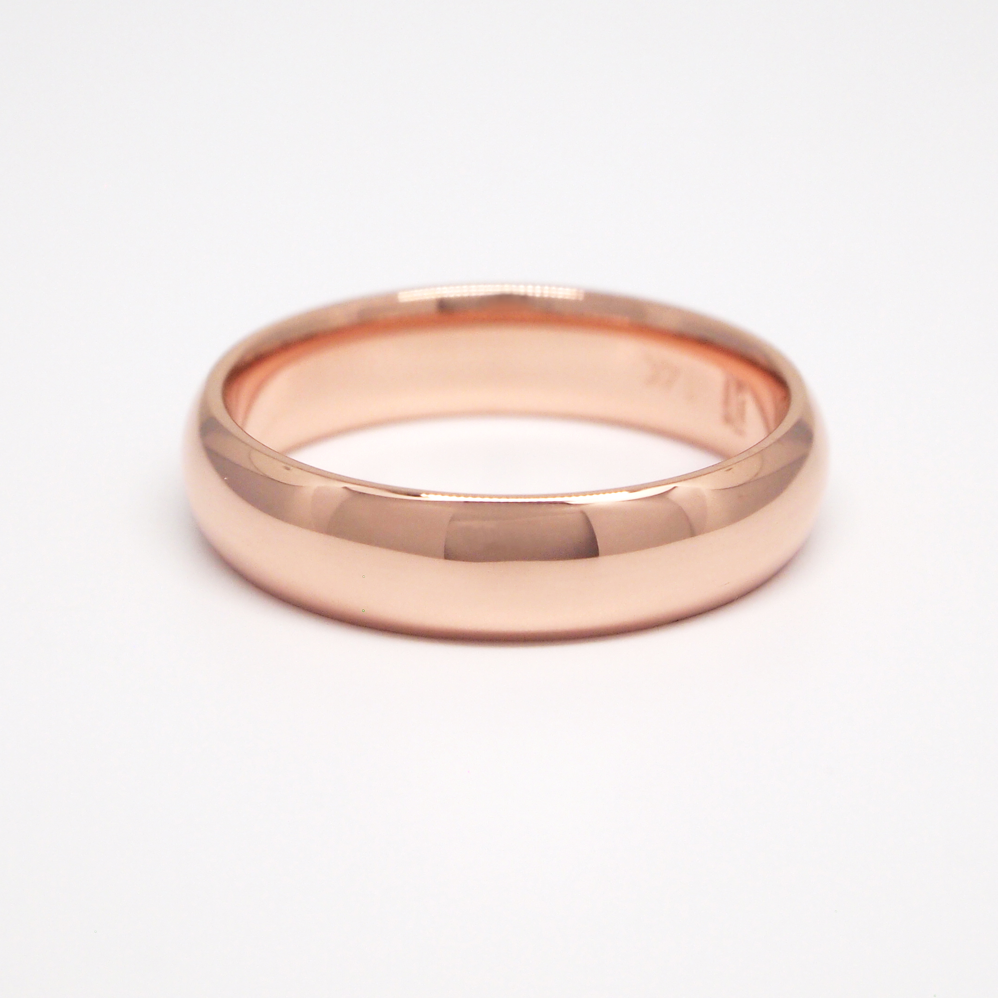 14K Rose Gold Regular 5mm Domed High Polish Men's Wedding Band