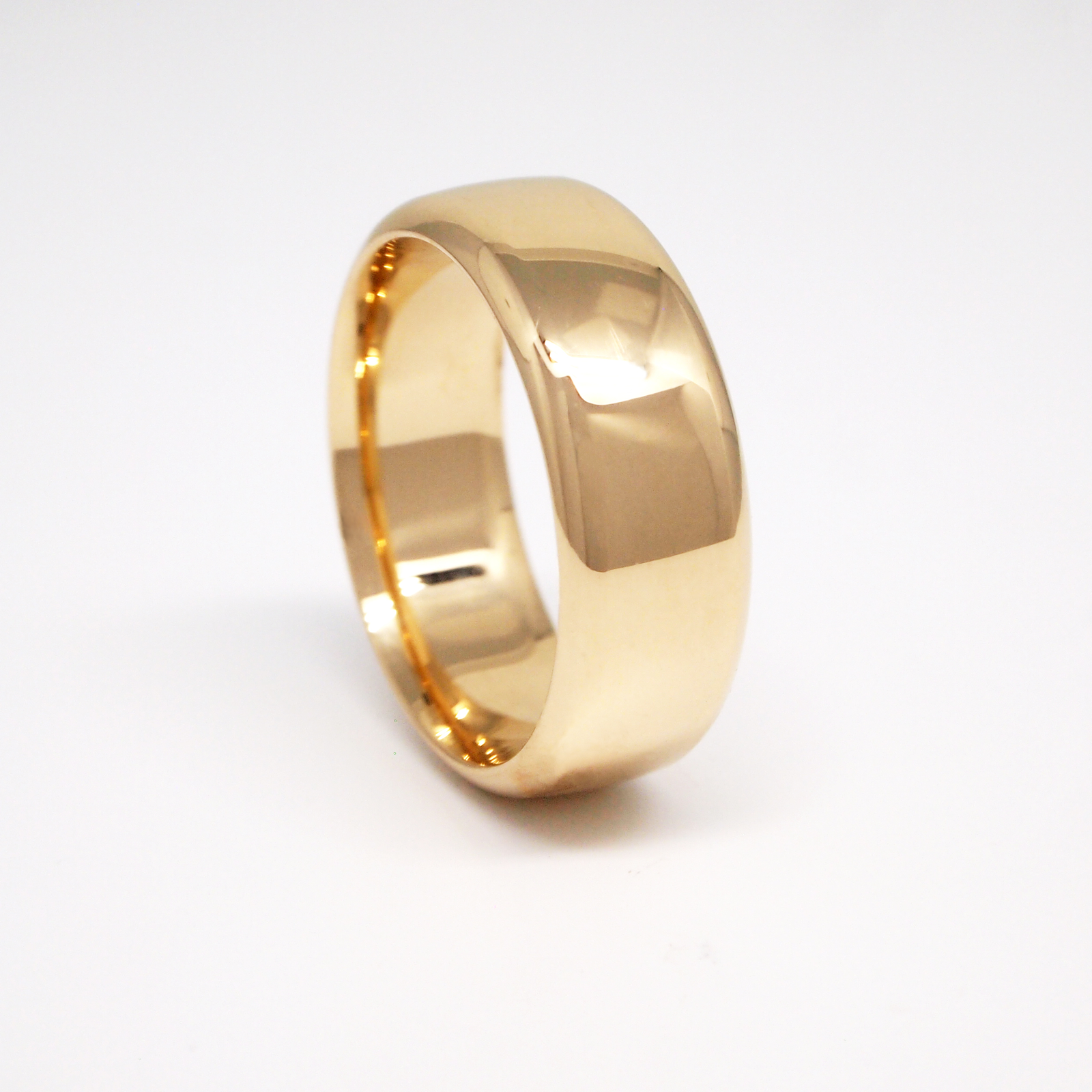 14K Yellow Gold Heavy 8mm Low Dome High Polish Men's Wedding Band