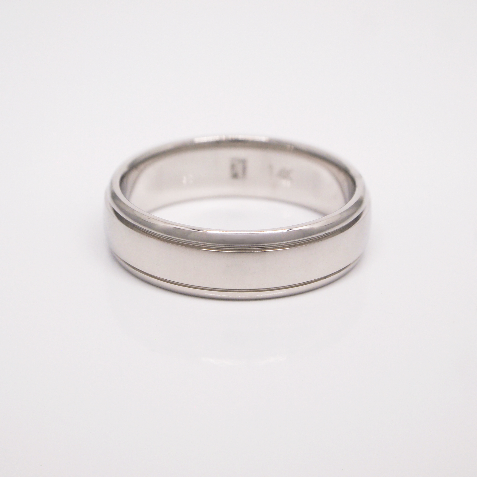 14K White Gold 6mm High Polish Channels Men's Wedding Band