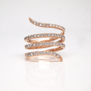 14K Rose Gold Diamond Spiral "Snake" Band