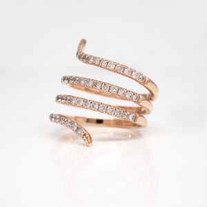 14K Rose Gold Diamond Spiral "Snake" Band