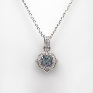14K White Gold Natural Unheated Pastel Sapphire And Diamond Necklace