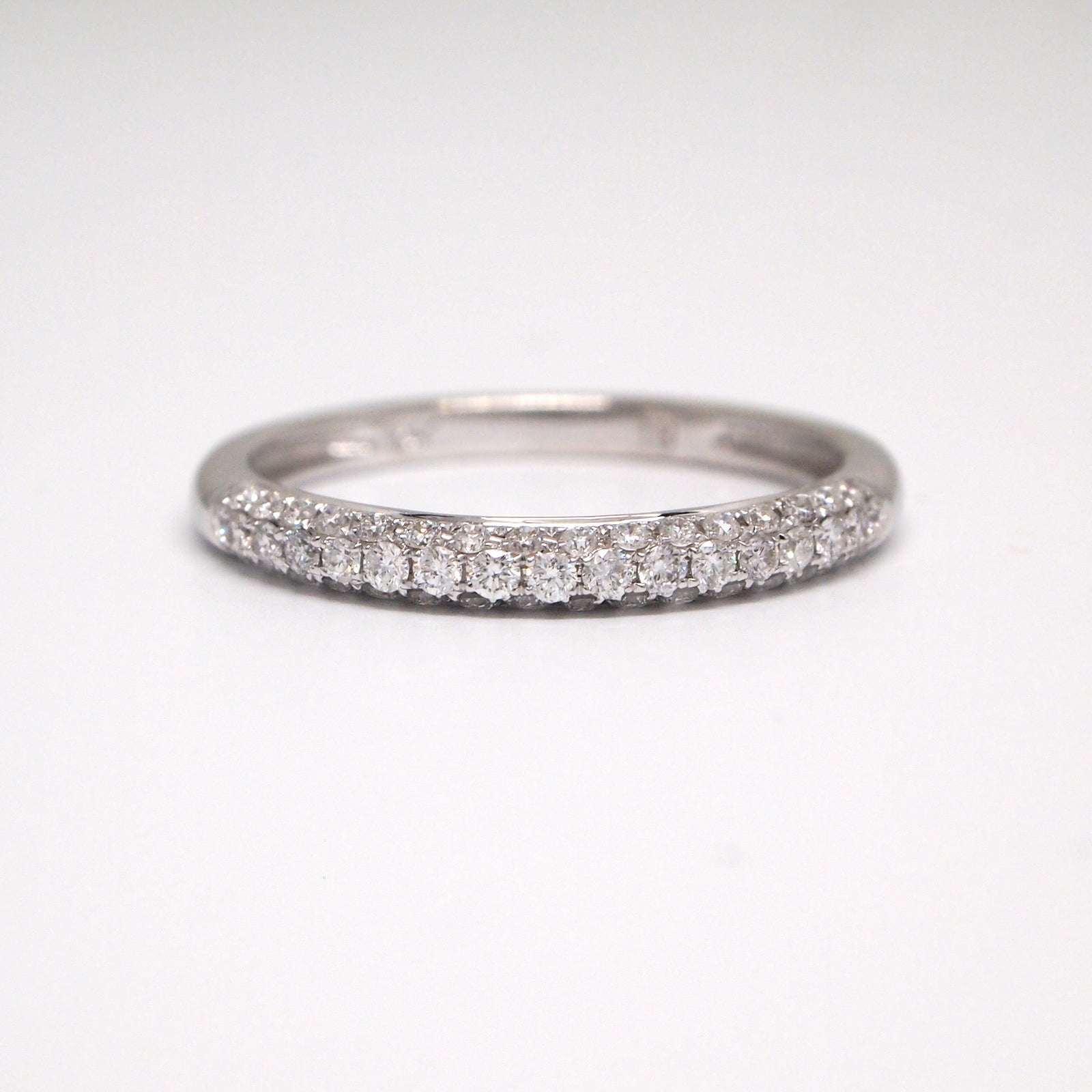 14K White Gold Pave Diamond Wedding Band