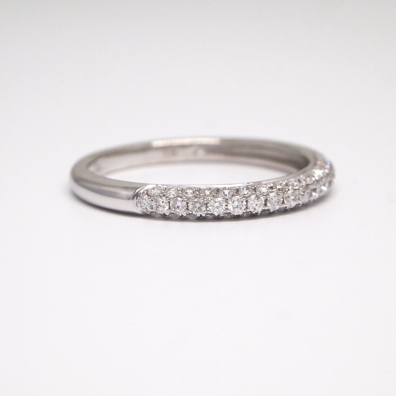 14K White Gold Pave Diamond Wedding Band