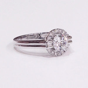 Frederic Sage 18K white gold semi-mount ring with 14 round brilliant-cut diamonds