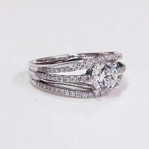 18K White Gold Swivel Diamond Engagement Ring