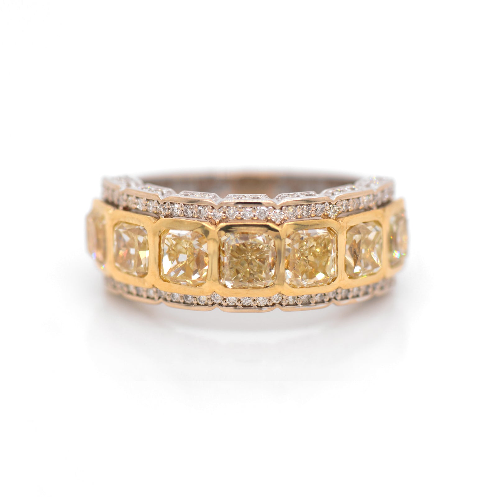 18K 7-Stone Radiant Yellow Diamond Ring