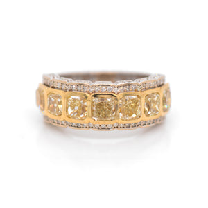 18K 7-Stone Radiant Yellow Diamond Ring