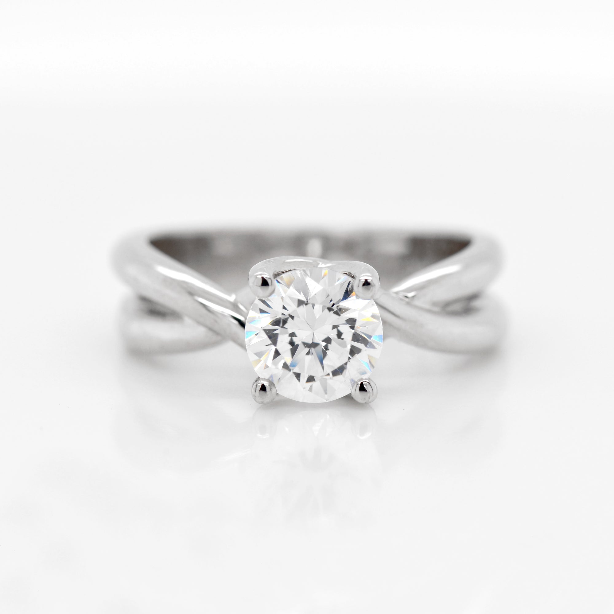 14K White Gold Twist Engagement Ring