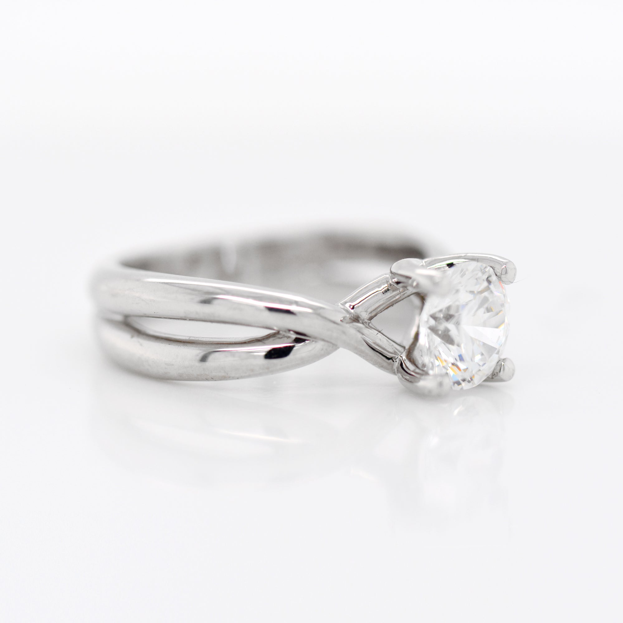 14K White Gold Twist Engagement Ring