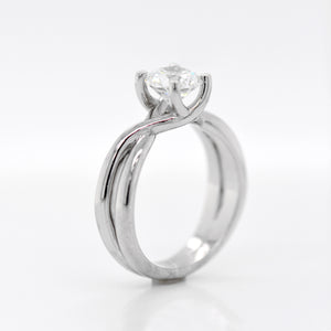 14K White Gold Twist Engagement Ring