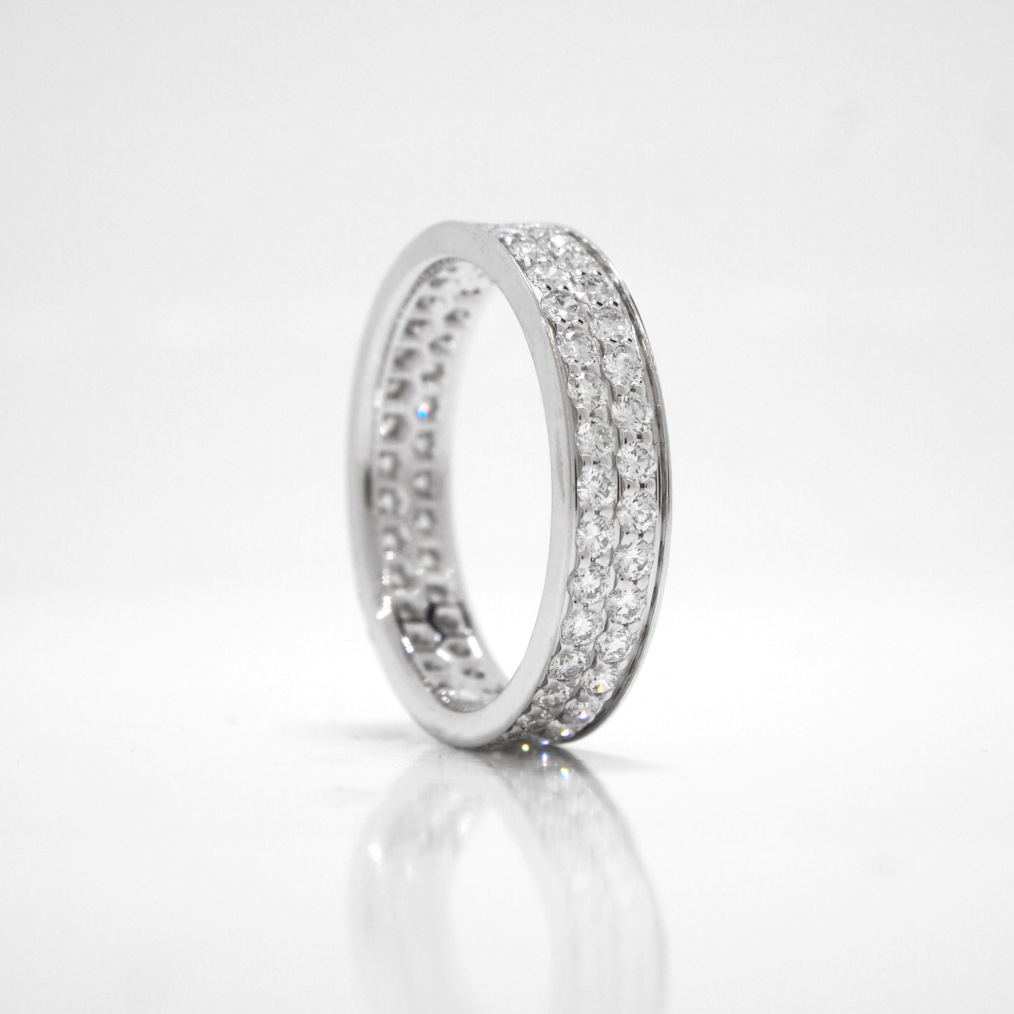 18K White Gold Double Pave-Set Diamond Eternity Band