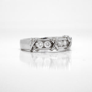 Platinum "XOXO" Diamond Band