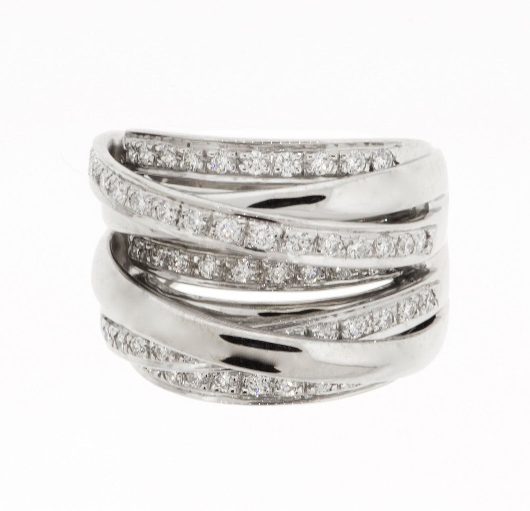 White Gold Diamond Band with 5 Rows of Diamonds