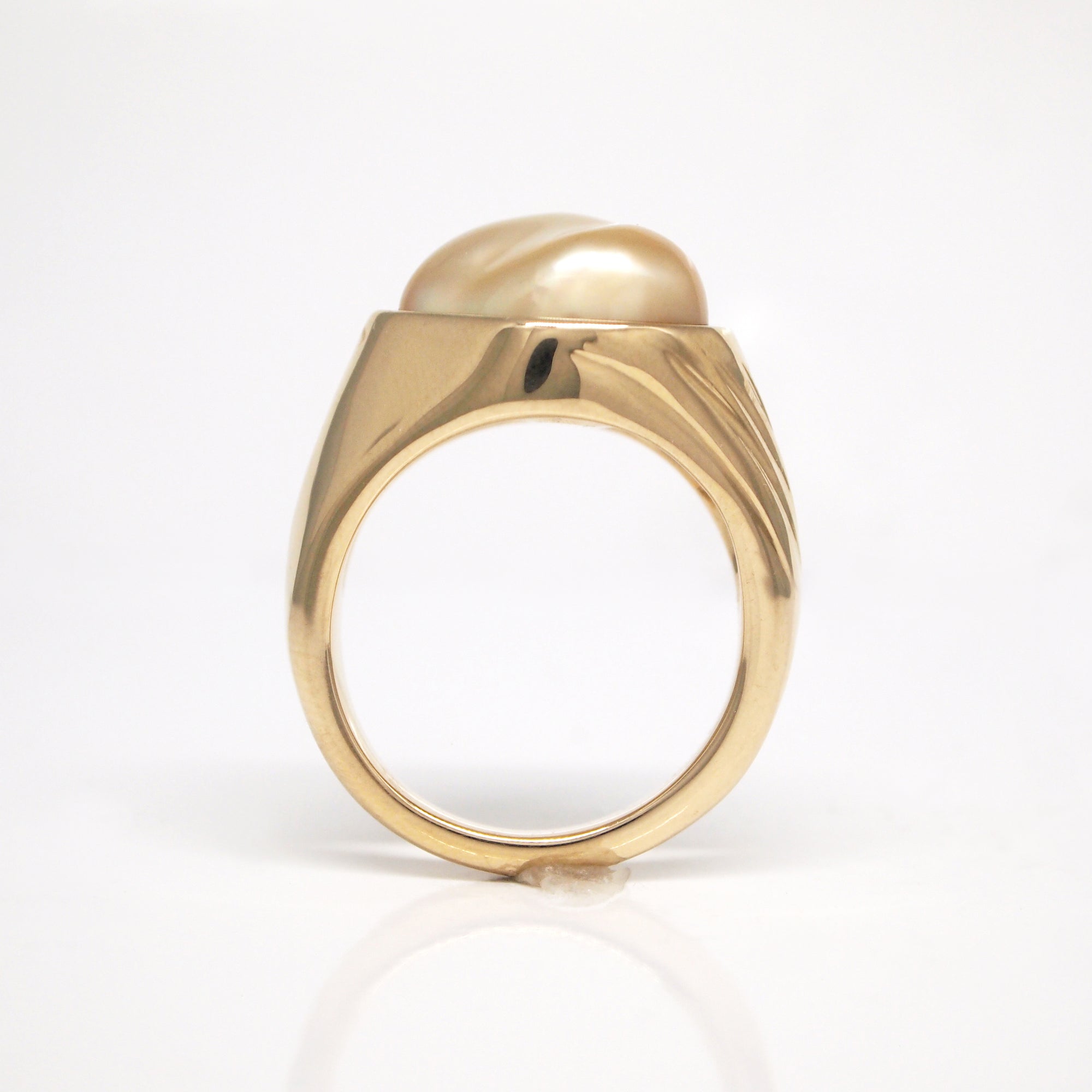 14K Yellow Gold Golden Keshi Pearl Ring